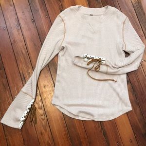 Free People Waffle Embroidered Thermal